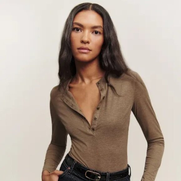 Reformation Harriet Knit Top Brown - Size L - Picture 1 of 4